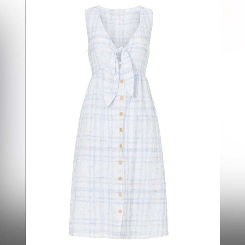 Love,Whit size xsmall blue plaid tie front dress